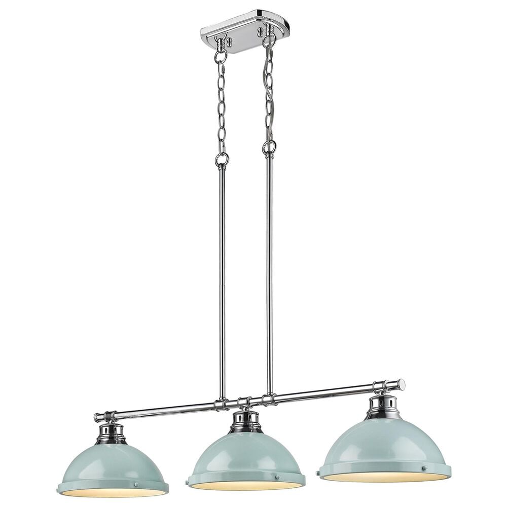 Golden Lighting Duncan 3-Light Pendant with Seafoam Shade in Chrome, , large