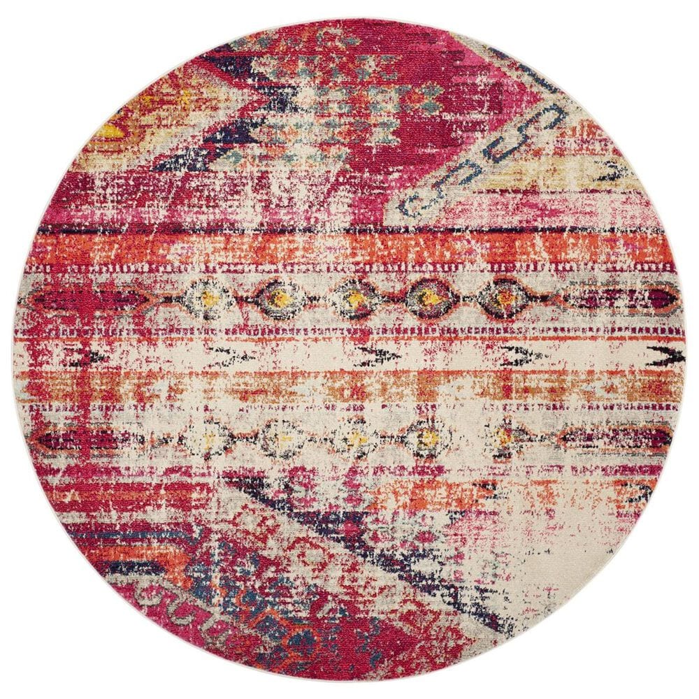 Safavieh Monaco MNC222D-5R 5&#39; Round Magenta/Multi Area Rug, , large