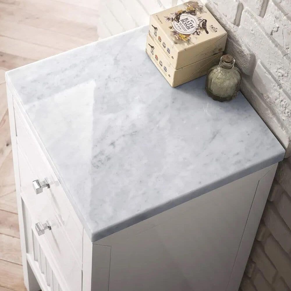 James Martin Vanities Athens 15" Left Single Bathroom Vanity in Glossy White with 3 cm Carrara White Marble Top and Rectangle Sink, , large