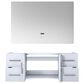 Lexora Home Geneva 48" Single Bathroom Vanity Cabinet Only in Glossy White and 48" LED Mirror, , large