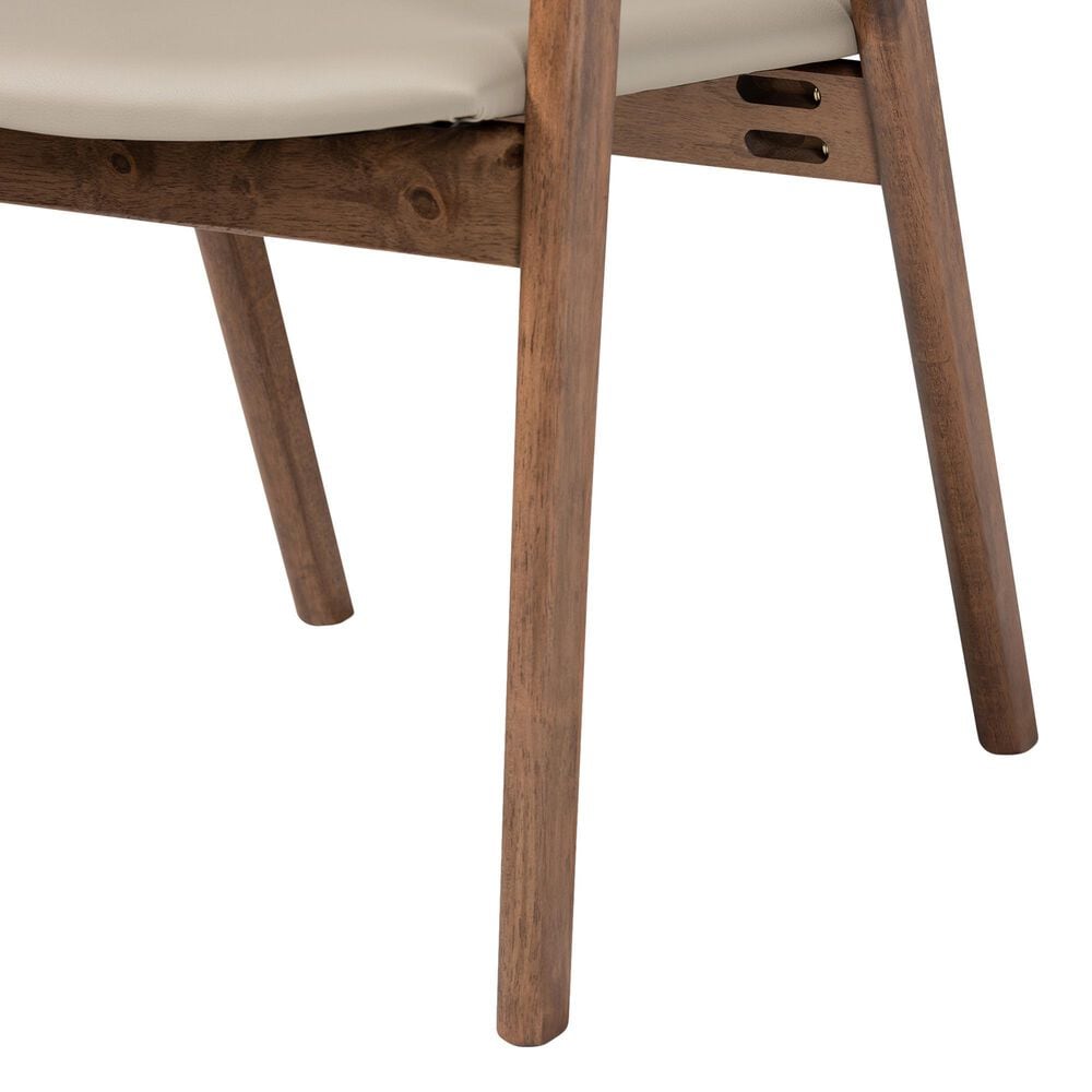 Baxton Studio Harland Arm Chair with Grey Cushion in Walnut Brown (Set of 2), , large