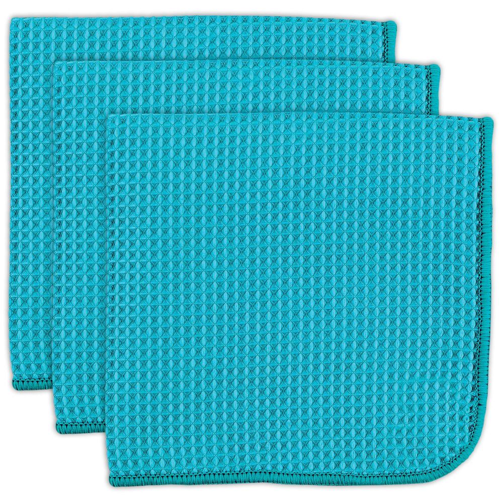 Mukitchen Microfiber Waffle Weave Dish Cloth in Sea Blue (Set of 3), , large