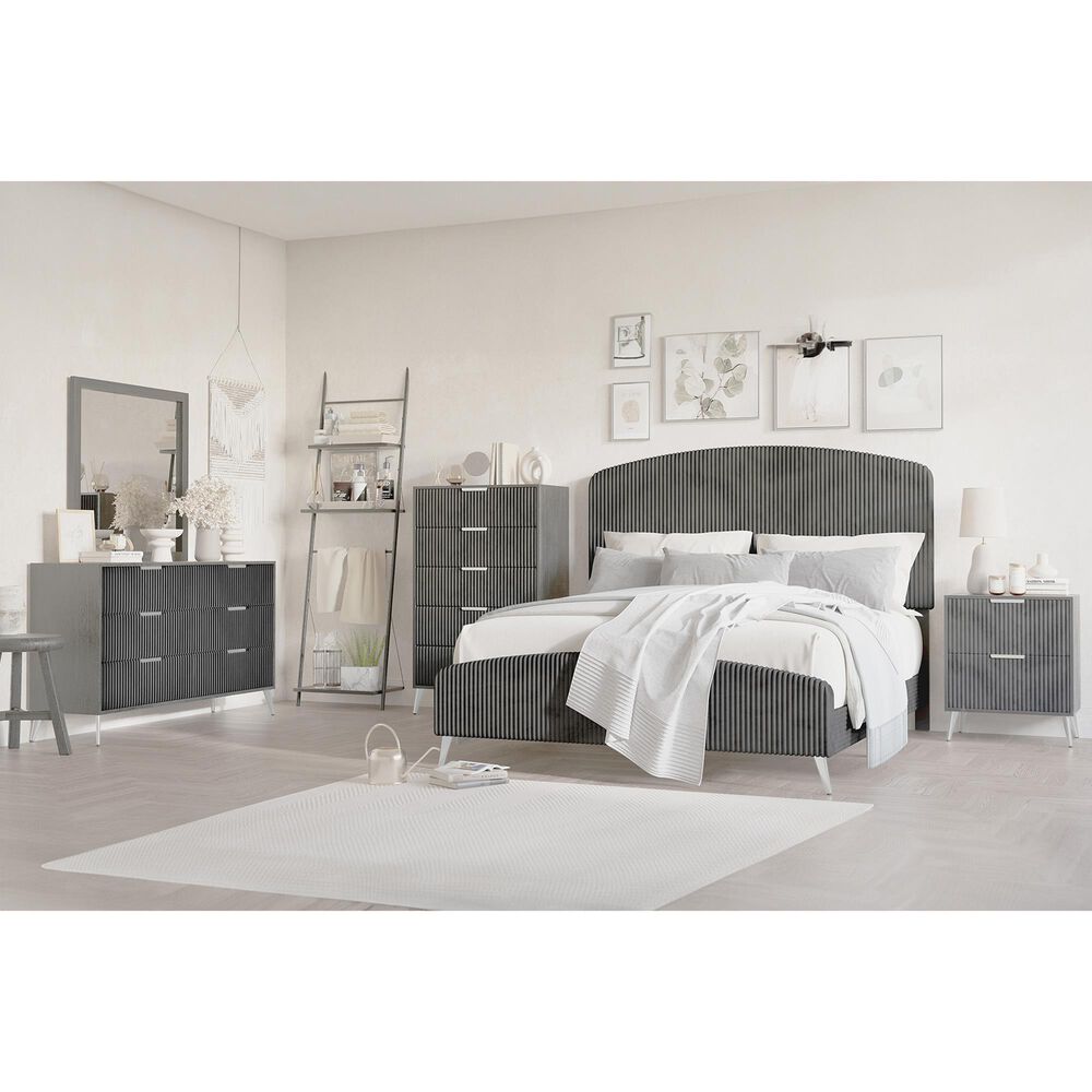 New Heritage Design Kailani King Upholstered Bed in Gray, , large