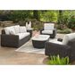 Ashley Kimora Patio Cocktail Table in Beige and Dark Brown, , large