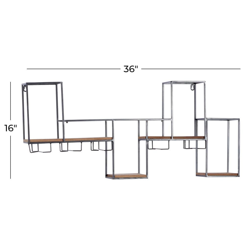 Maple and Jade 7-Bottle Display Wall Wine Rack in Matte Black and Brown, , large