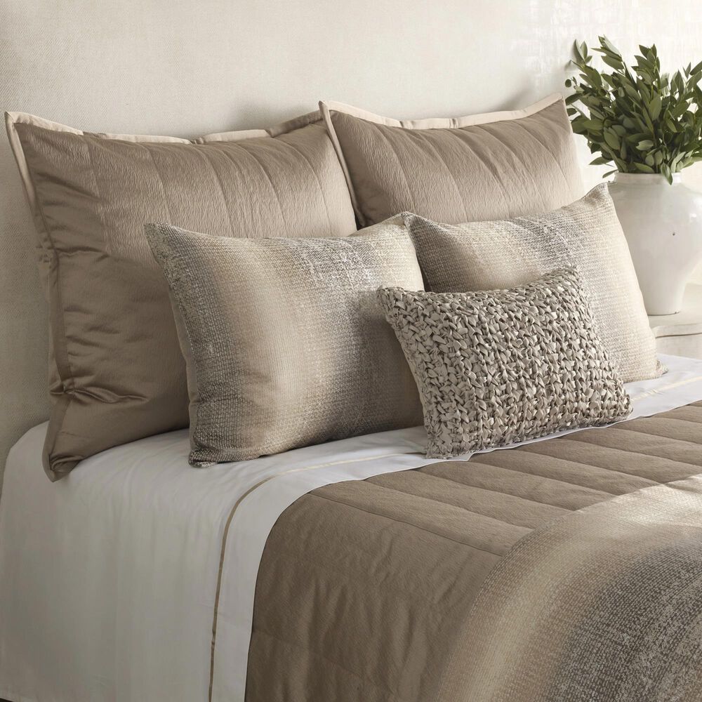 Ann Gish Hammered Channel King Quilted Coverlet in Taupe, , large