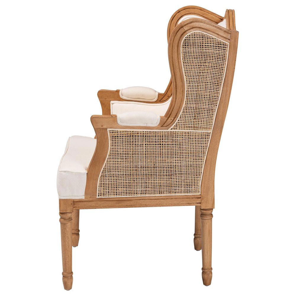 Baxton Studio Rachana Accent Chair with Honey Oak Frame in Beige, , large