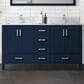 Lexora Home Jacques 60" Double Bathroom Vanity in Navy Blue with 2 cm White Carrara Marble Top and Rectangular Sinks, , large