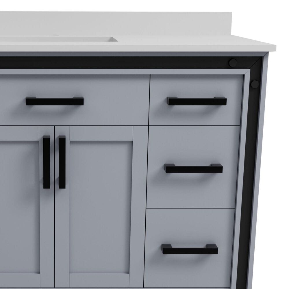 Lexora Home Ziva 48" Single Bathroom Vanity in Dark Grey with 2 cm White Quartz Top and Rectangular Sink, , large