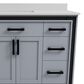 Lexora Home Ziva 48" Single Bathroom Vanity in Dark Grey with 2 cm White Quartz Top and Rectangular Sink, , large