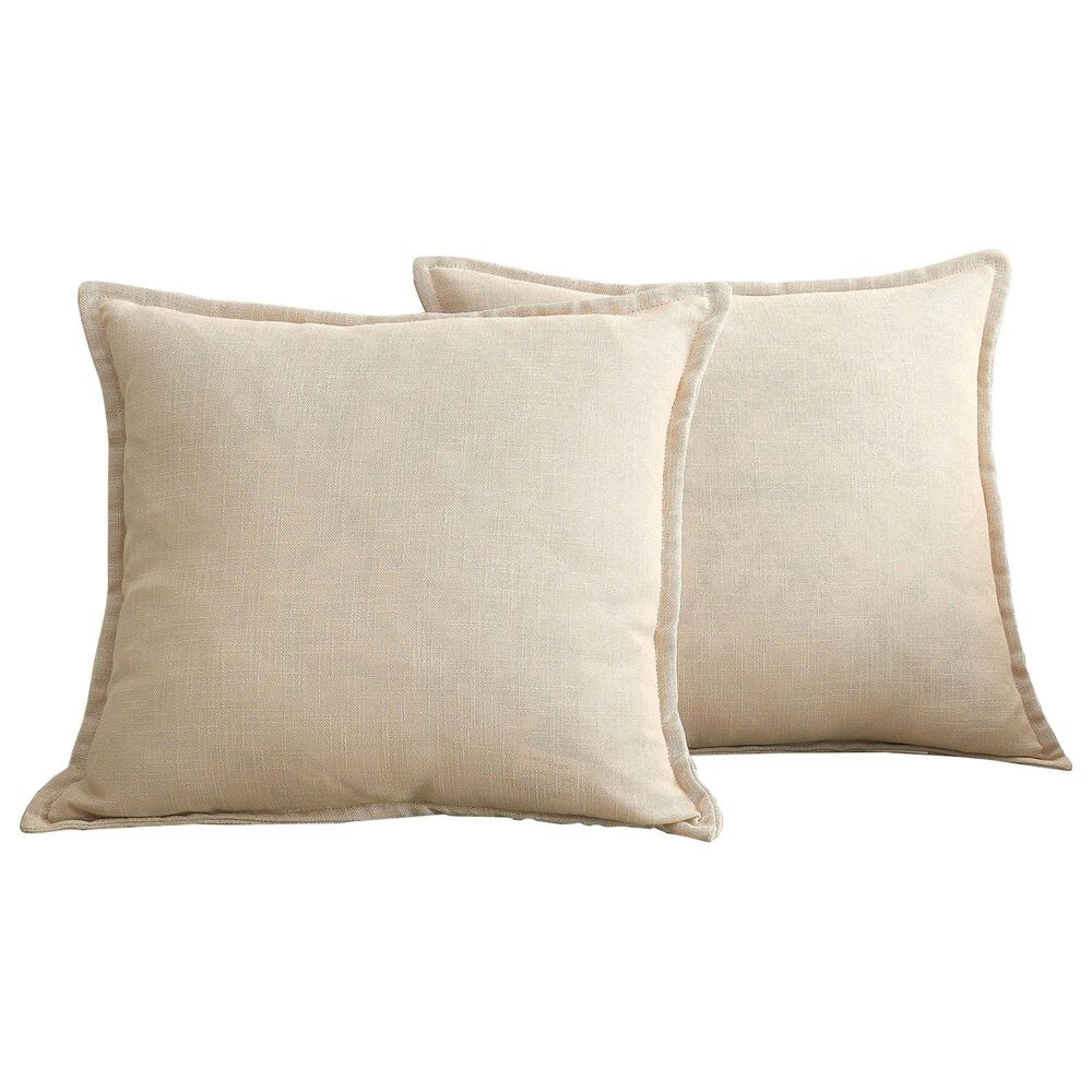 BCP Home 20" x 20" Faux Linen Throw Pillow in Fog (Set of 2), , large