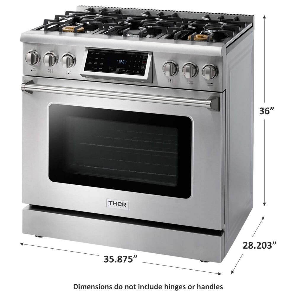 Thor Kitchen 36&quot; Professional Gas Range with Storage Drawer in Stainless Steel, , large