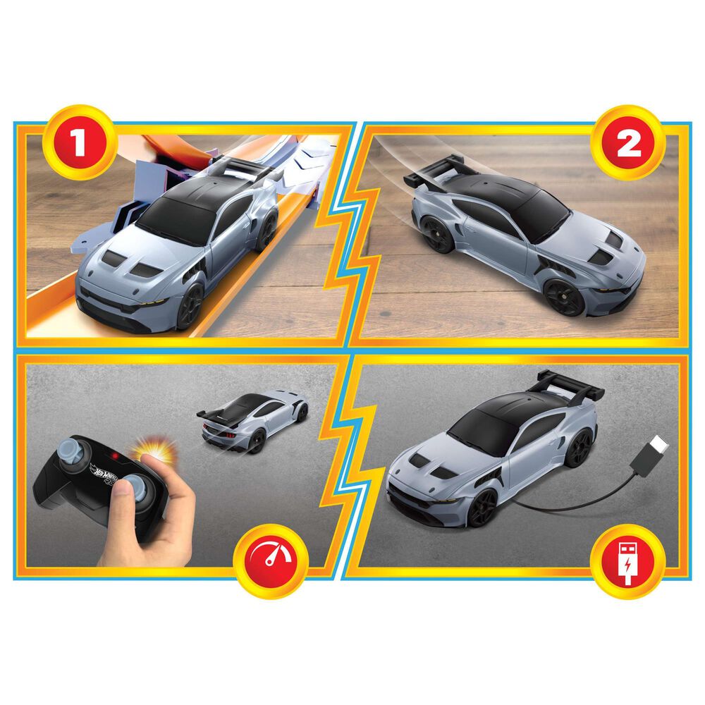 Hot Wheels 1:64 Scale Ford Mustang GTD Remote Control Toy Car in Black, , large