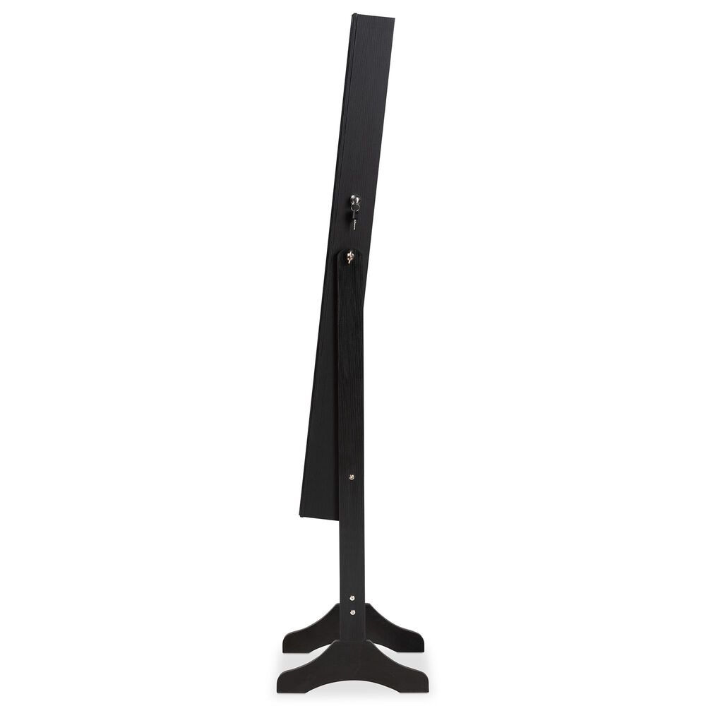 Baxton Studio Ryoko Jewelry Armoire with Mirror in Black NFM