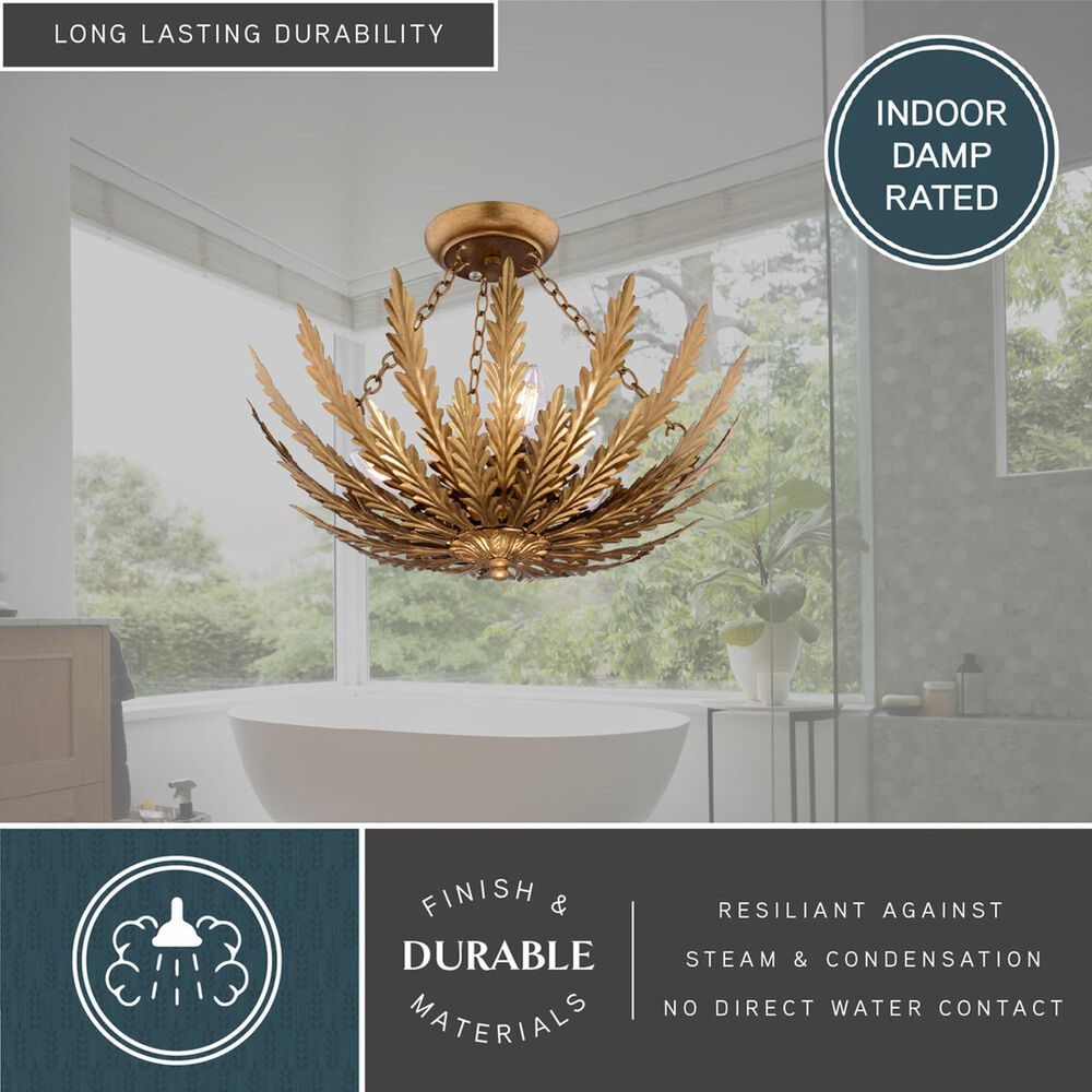 Vaxcel International Co. Ltd. Ozette 3-Light Semi-Flush Mount in Painted Gold, , large