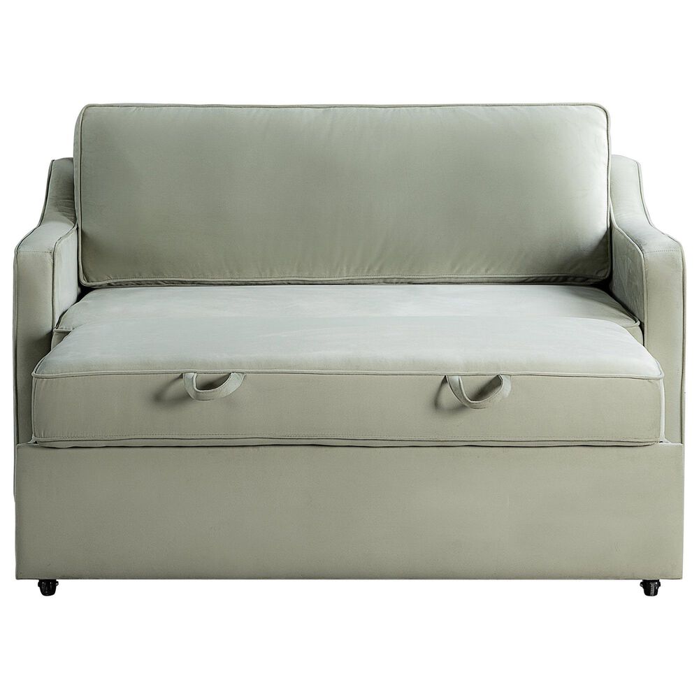 Lifestyle Solutions Delmar Convertible Loveseat with Sage Cushion in Brown, , large