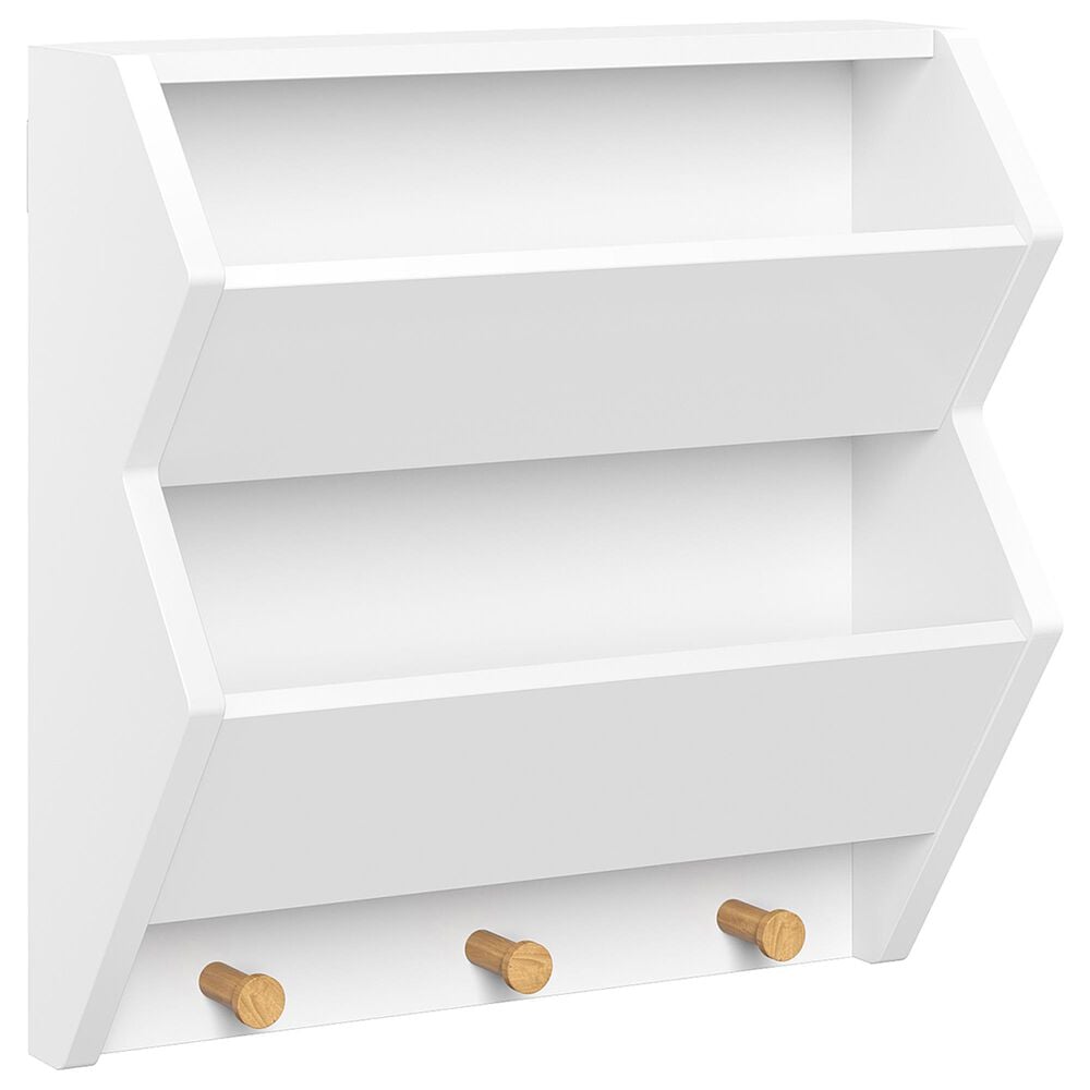RiverRidge Home Catch-All Wall Shelf with 3 Hooks in White, , large