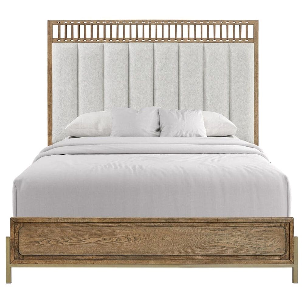 Sterling Timber Elure King Upholstered and Strap Panel Bed with Dresser and 2 Nightstands in Latte, , large