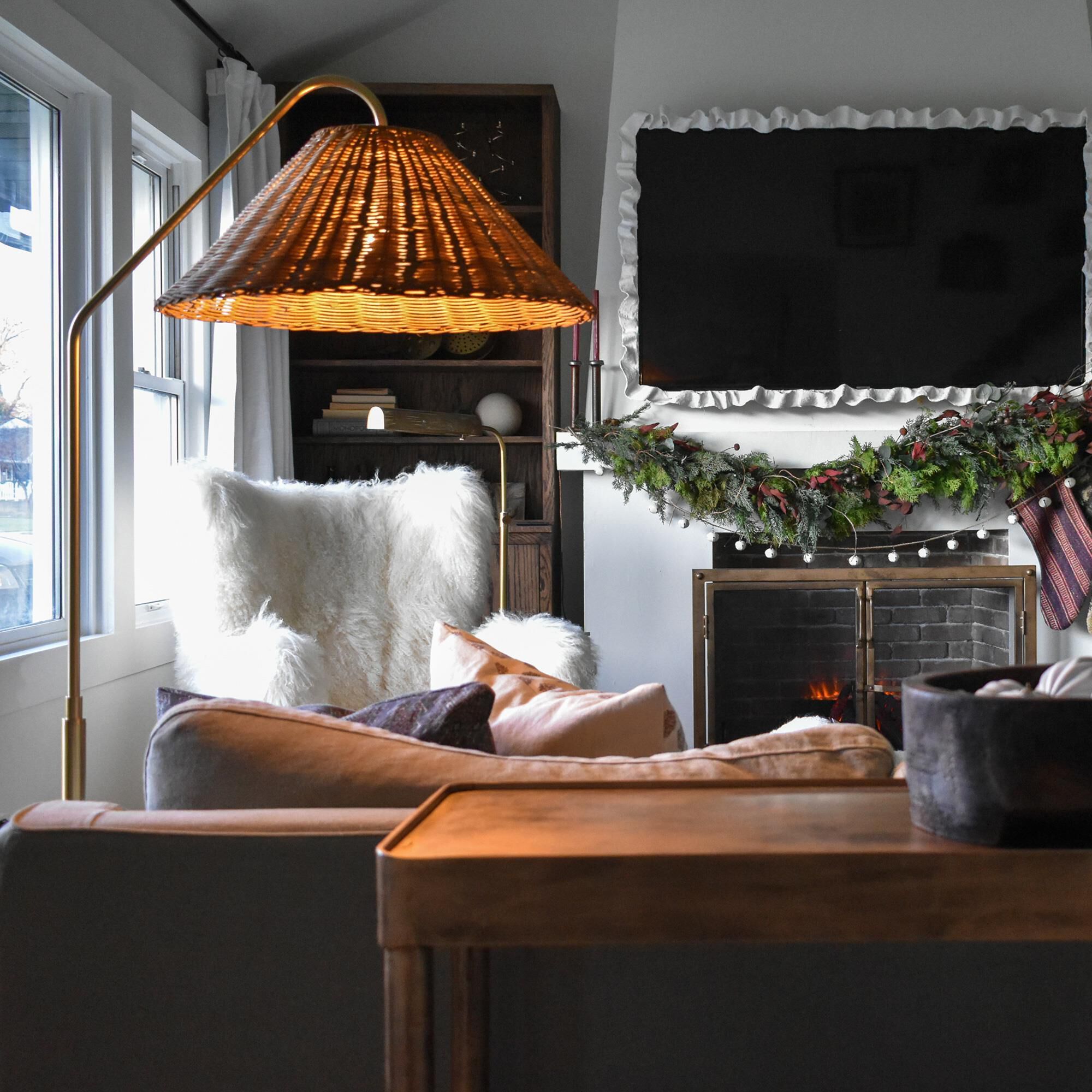 Mitzi Lighting Lauren Floor Lamp in Aged Brass and Texture Black