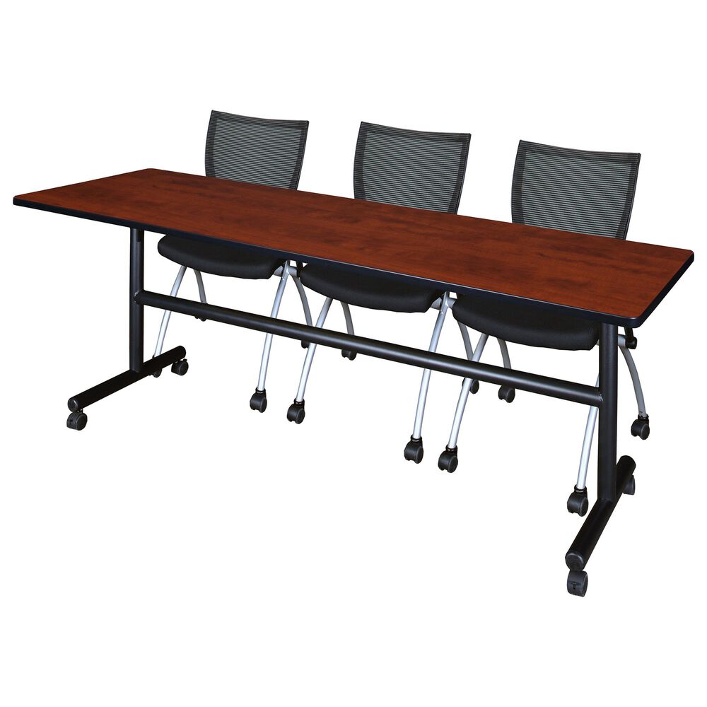 Regency Global Sourcing Kobe 4-Piece Mobile Training Table Set in Mahogany/ Black, , large