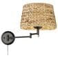Golden Lighting Eleanor 1-Light Articulating Wall Sconce with Woven Sweet Grass Shade in Matte Black, , large