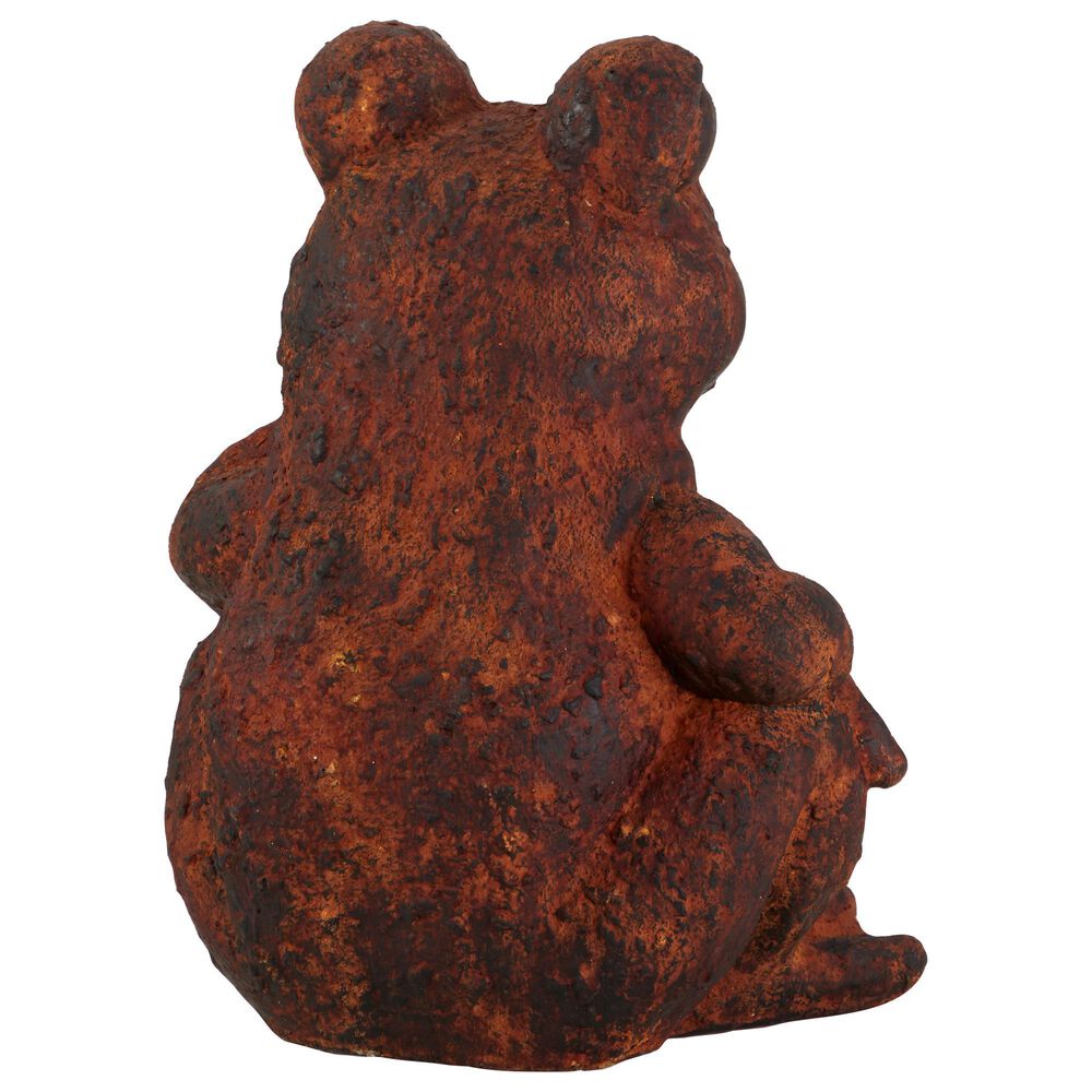 Maple and Jade 16&quot; Rustic Magnesium Oxide Frog Garden Sculpture in Rust, , large