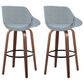 LumiSource Fabrico 30" Swivel Fixed-Height Bar Stool with Blue Noise Fabric Upholstery in Black and Walnut (Set of 2), , large
