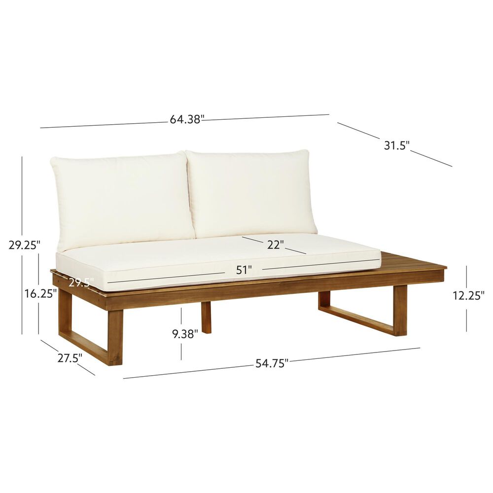 Linon Home Decor Skypark Outdoor Right Side Loveseat in Beige, , large