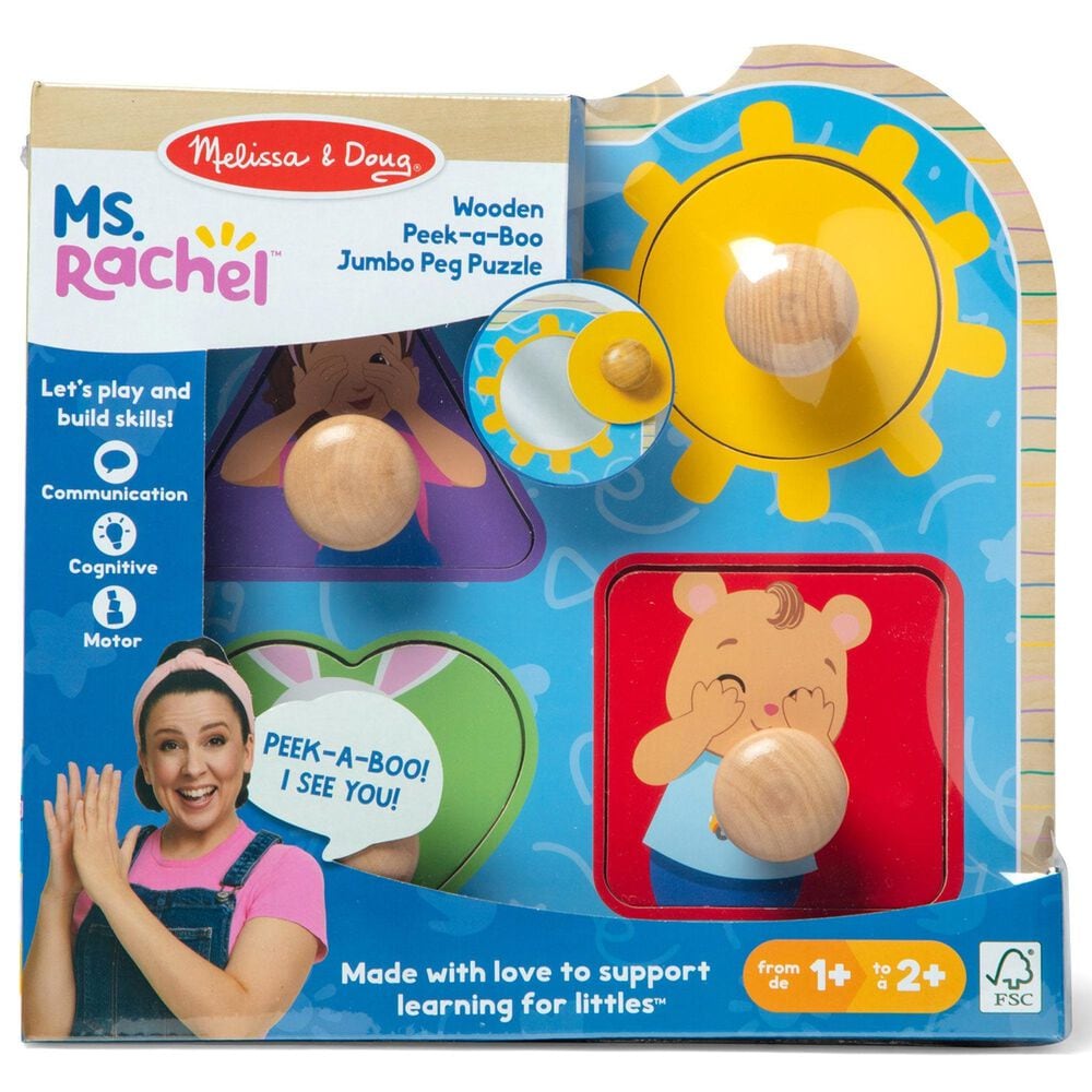 Melissa &amp; Doug 5-Piece Ms. Rachel Jumbo Knob Puzzles in Red, , large