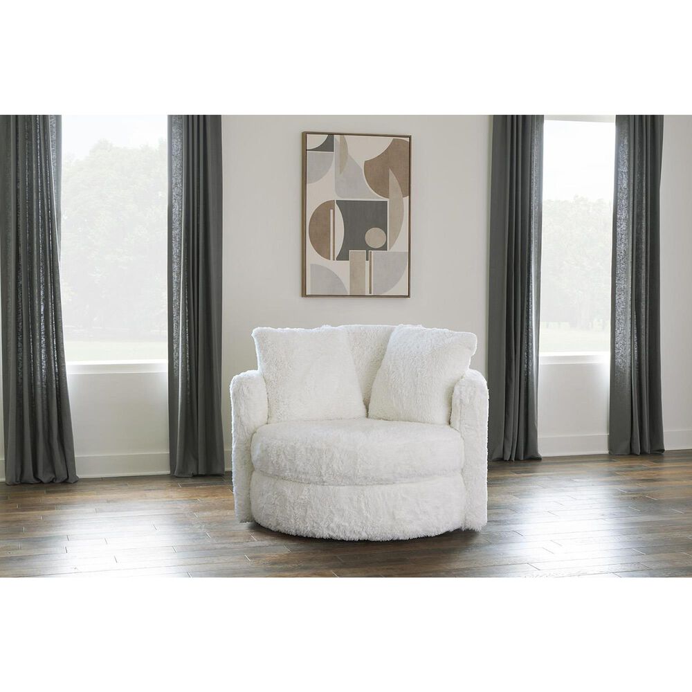 Albany Furniture Fur Swivel Pod Chair in Yakety Yak Natural, , large