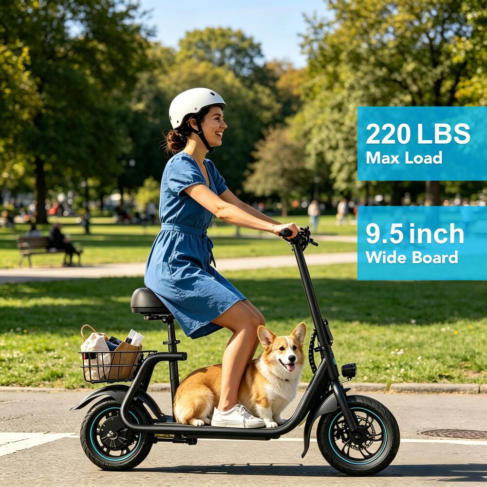 HOMLUX 450W 20-Mile Adults Electric Scooter LED Display in Black, , large