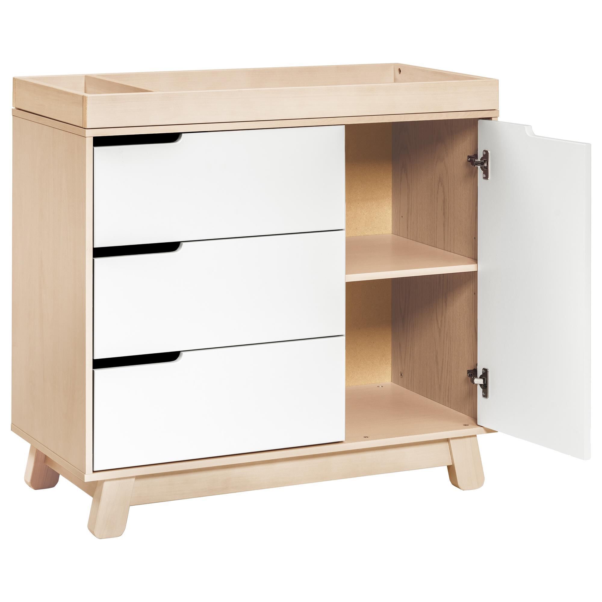 Babyletto Hudson Crib and 3 Drawer Dresser Set in Washed Natural and White NFM