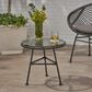Hearth and Haven Orlando Outdoor Round Side Table with Glass Top in Gray, , large