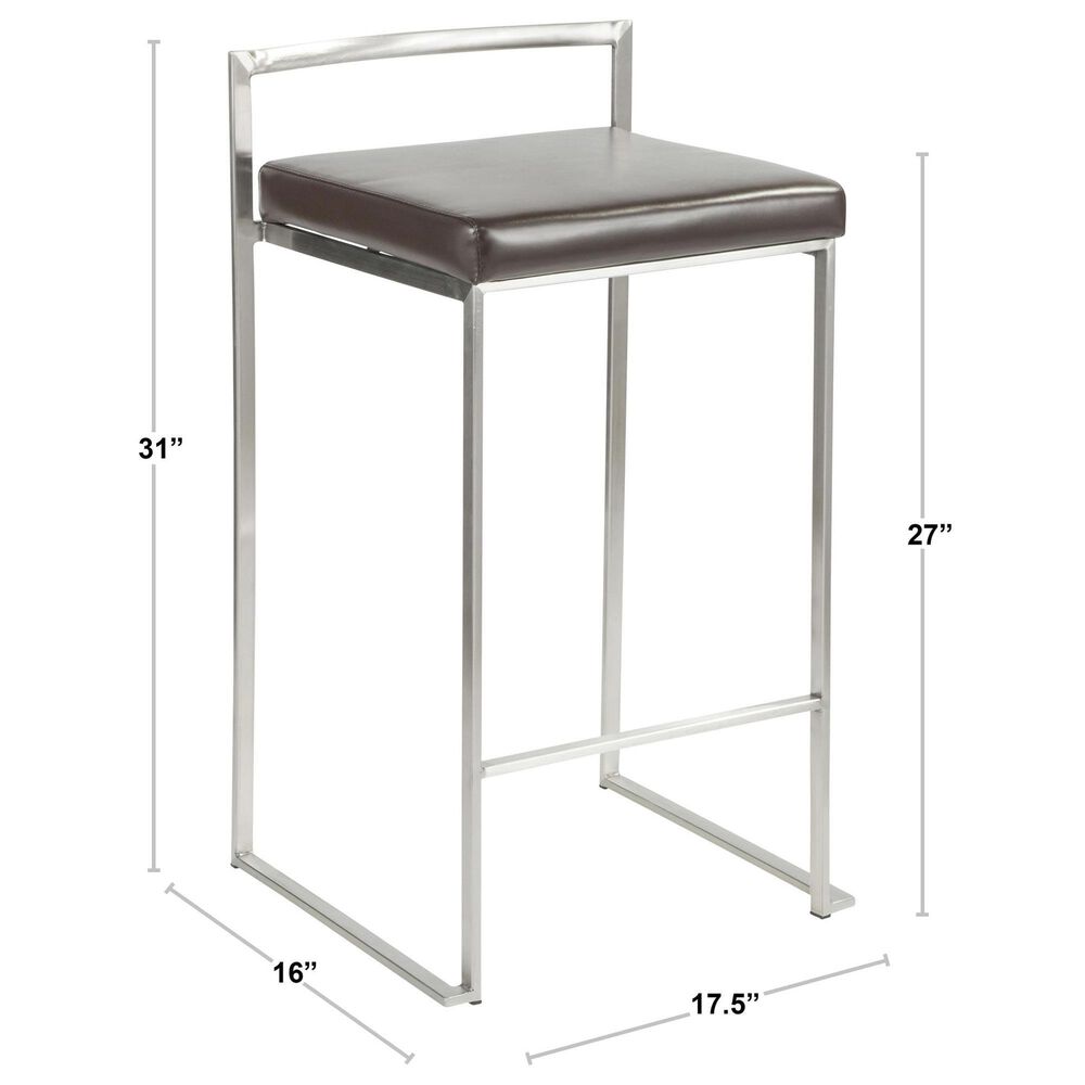 LumiSource Fuji 26" Stacker Counter Stool with Camel Upholstery in Gold (Set of 2), , large
