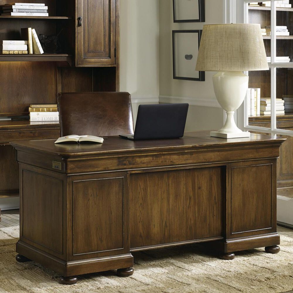 Hooker Furniture Archivist Executive Desk in Soft Pecan, , large
