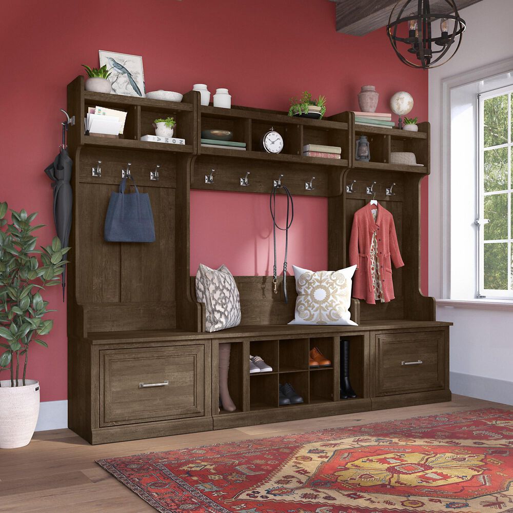 Lofka Hall Tree With Bench And Shoe Storage - Retro Hall Tree For Entryway With Storage