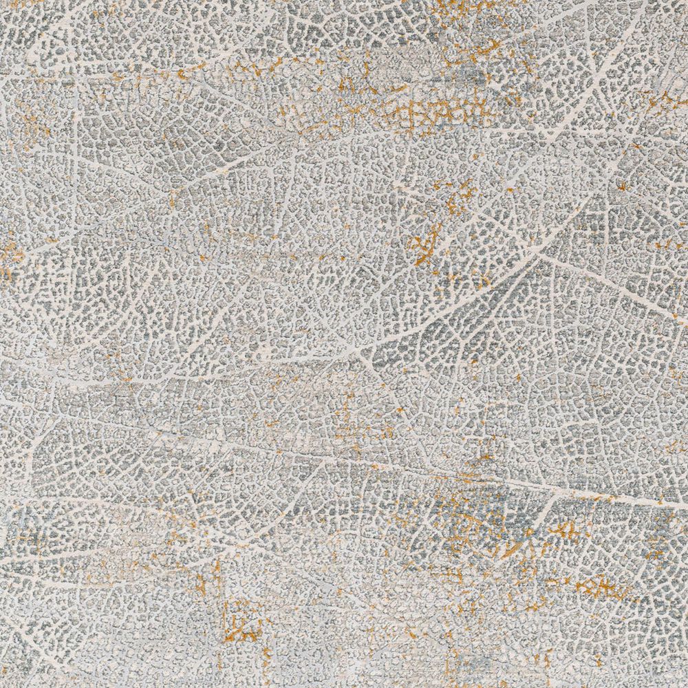 Surya Dresden Medium Gray, White, Light Slate, Gray, Mustard and Denim 6'7" Round Area Rug, , large