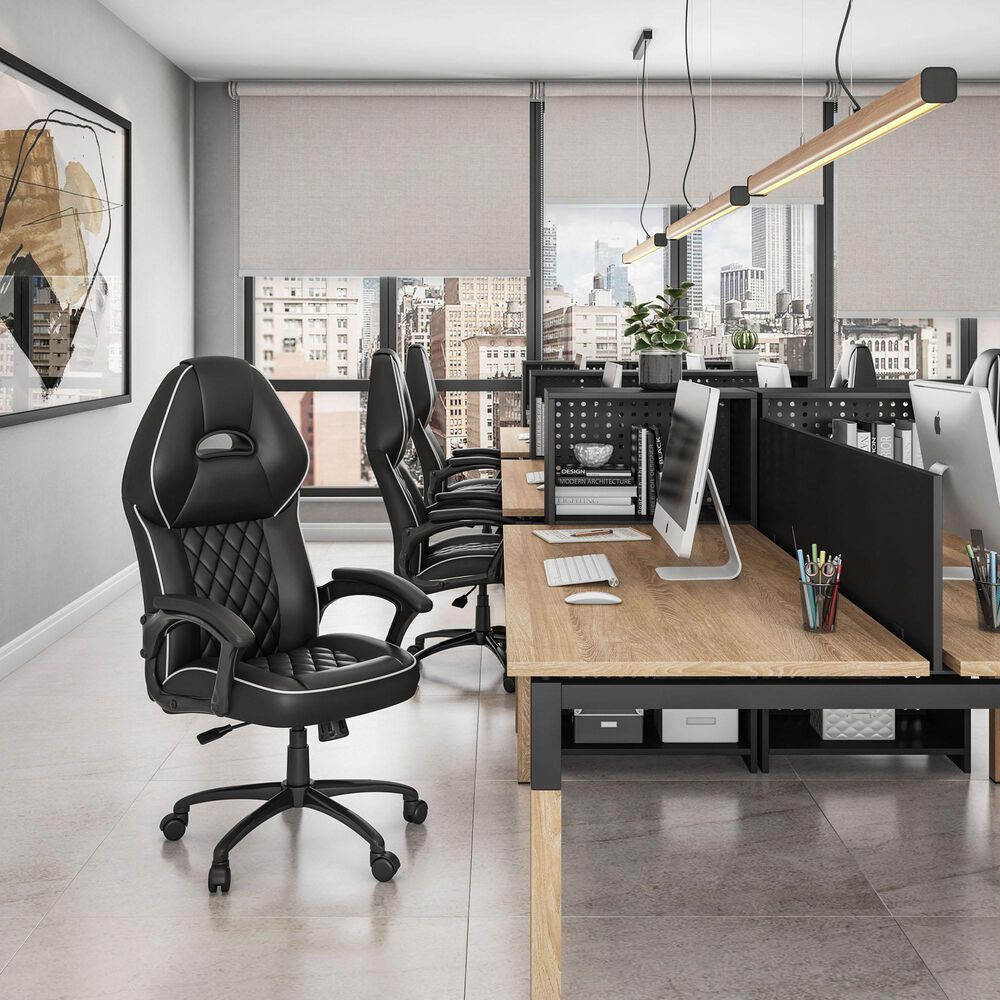 Rta Products Llc High Back Executive Sport Race Office Chair in Black, , large