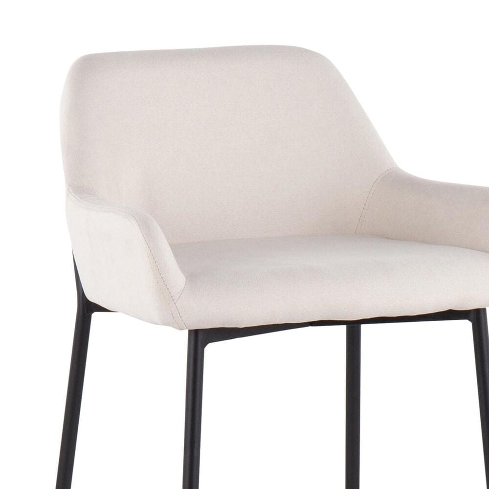 LumiSource Daniella Bar Stool with Cream Upholstery in Black (Set of 2), , large