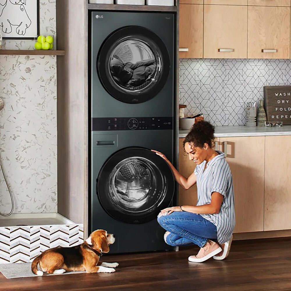 LG Single Unit Front Load WashTower with Center Control 4.5 Cu. Ft. Washer and 7.4 Cu. Ft. Electric Dryer in Nature Green, , large