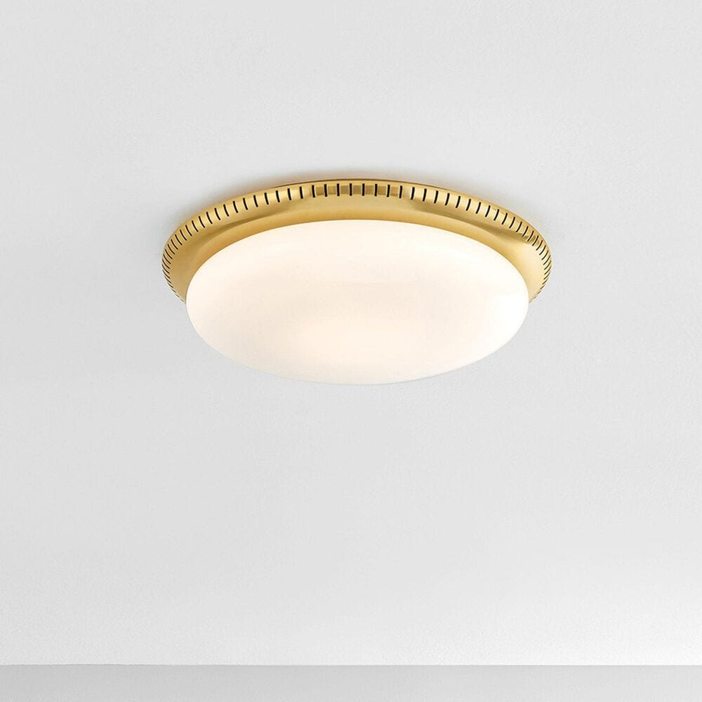 Hudson Valley Lighting North Castle 14.25" 1-Light Flush Mount in Aged Brass, , large