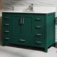Lexora Home Jacques 48" Single Bathroom Vanity in Green with 2 cm White Cultured Marble Top and Rectangular Sink, , large