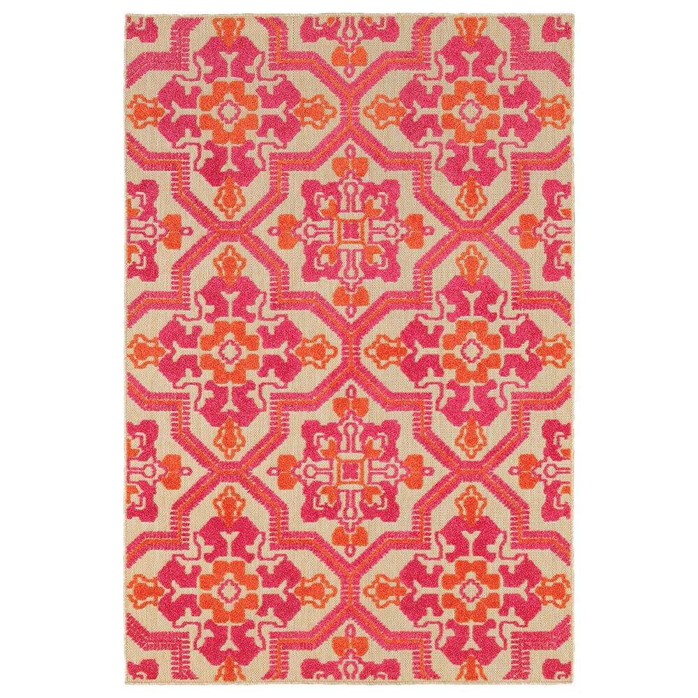 Oriental Weavers Cayman 2541V 9"10" x 12"10" Sand and Pink Area Rug, , large