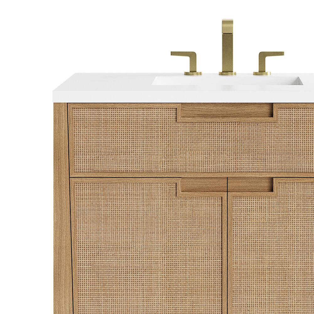 James Martin Vanities Solene 36&quot; Single Bathroom Vanity in Seaside Oak with 3 cm White Zeus Quartz Top and Rectangular Sink, , large