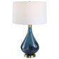 Uttermost Riviera Table Lamp in Blue and Antique Brass, , large