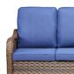Sunwell Garden 34"H 2-Seater Outdoor Loveseat with Curved Armrests and Navy Cushions in Brown, , large