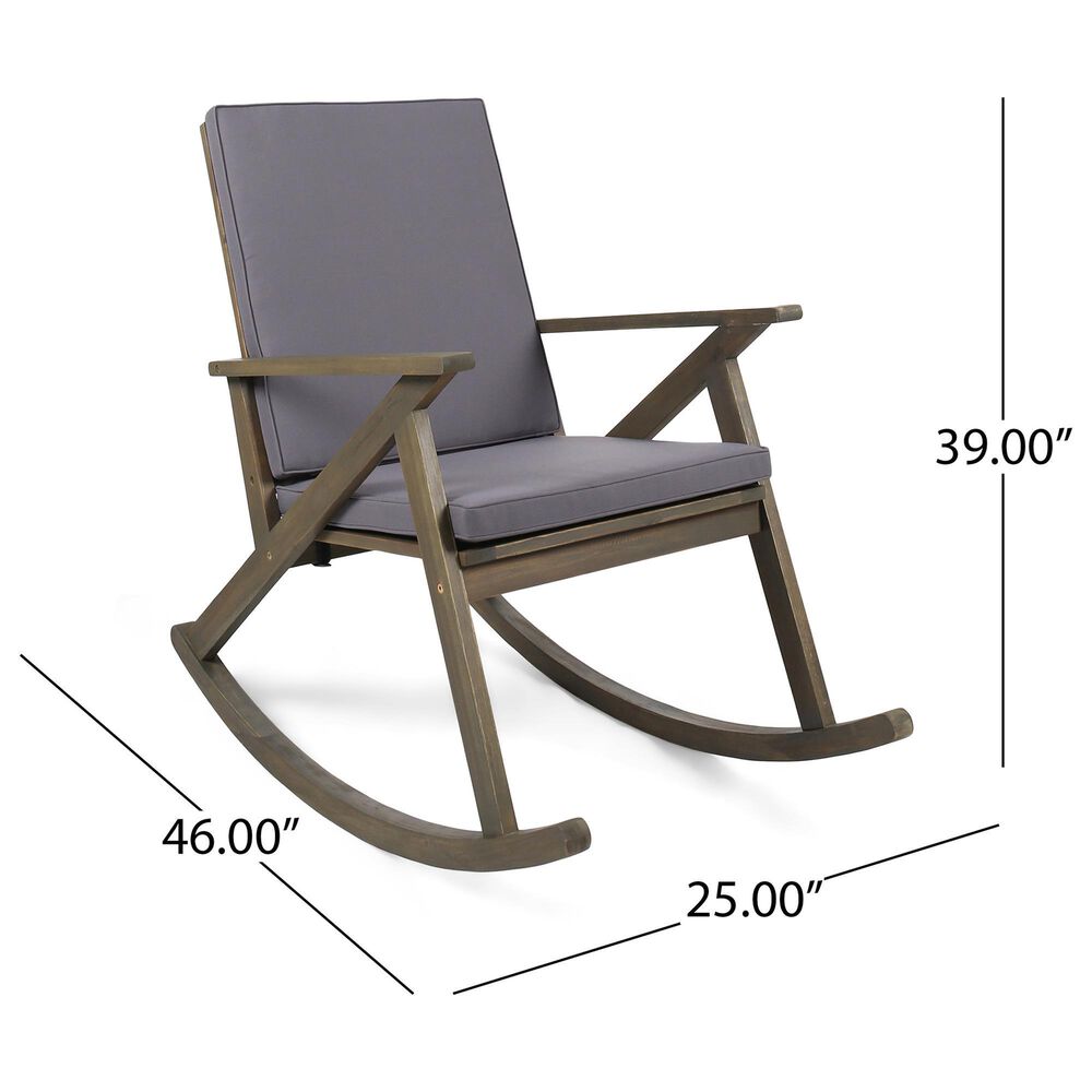 Hearth and Haven Gus Outdoor Rocking Chair with Anti-Rollover Design in Grey, , large
