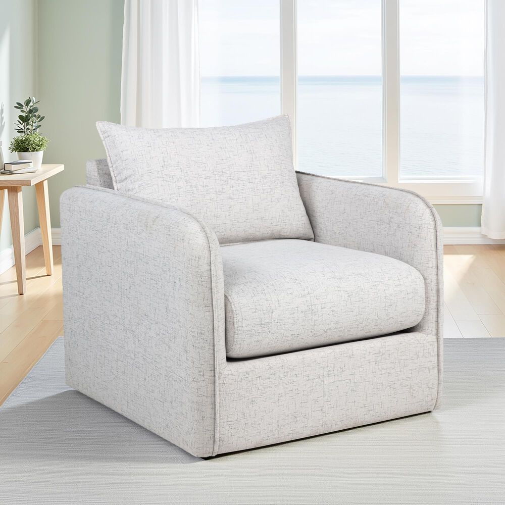 Linon Home Decor Bianca Swivel Accent Chair in Bone, , large