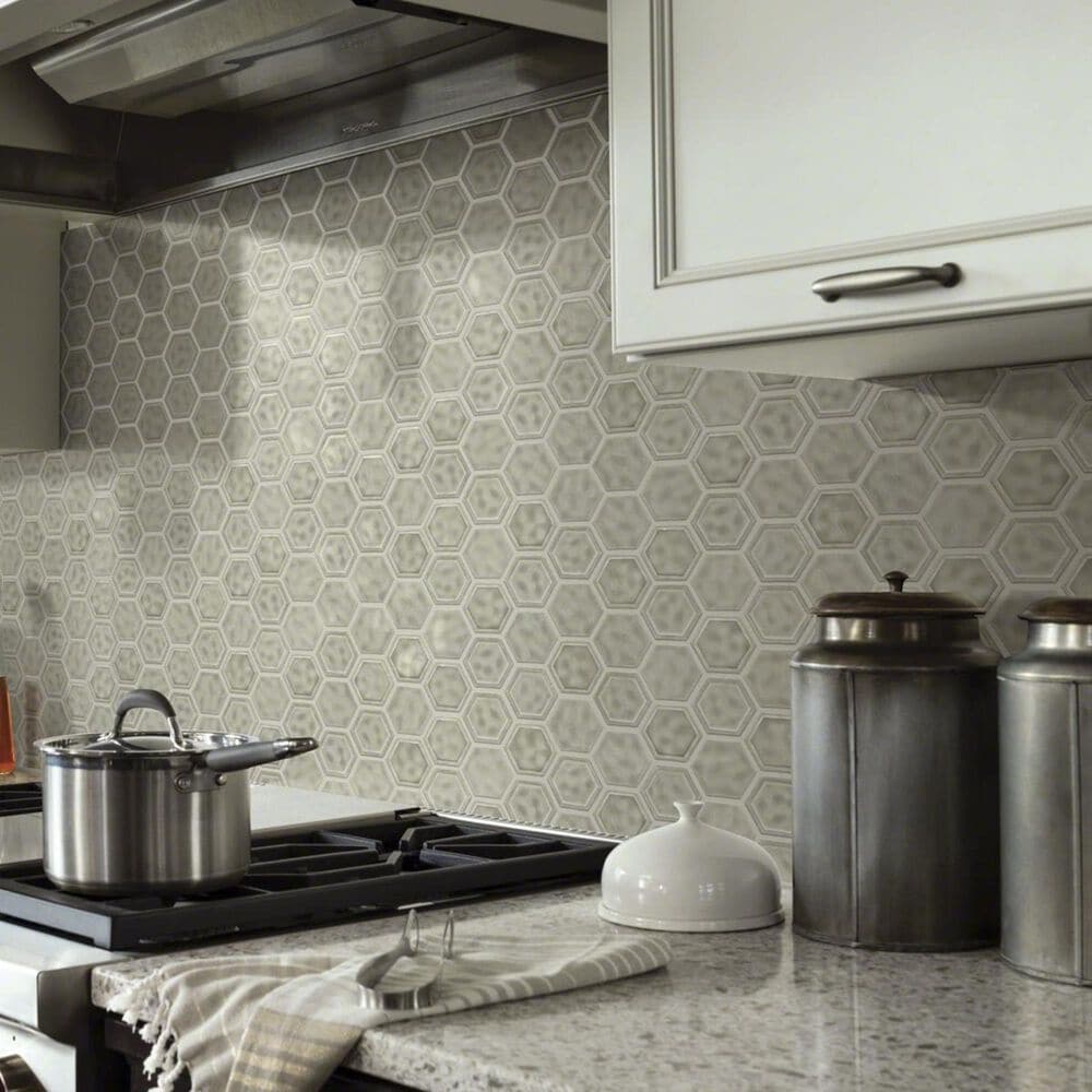 Shaw Geoscape Hexagon Taupe 11.22" x 10.43" Ceramic Mosaic Sheet, , large