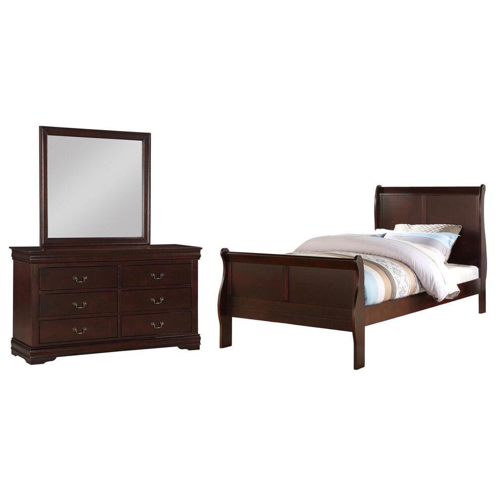 Crown Mark Louis Philip 3-Piece Twin Bedroom Set in Cherry, , large